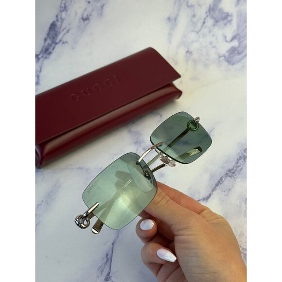 NEW Gucci GG1703S Silver Mirror Rimless Unisex Sunglasses $625